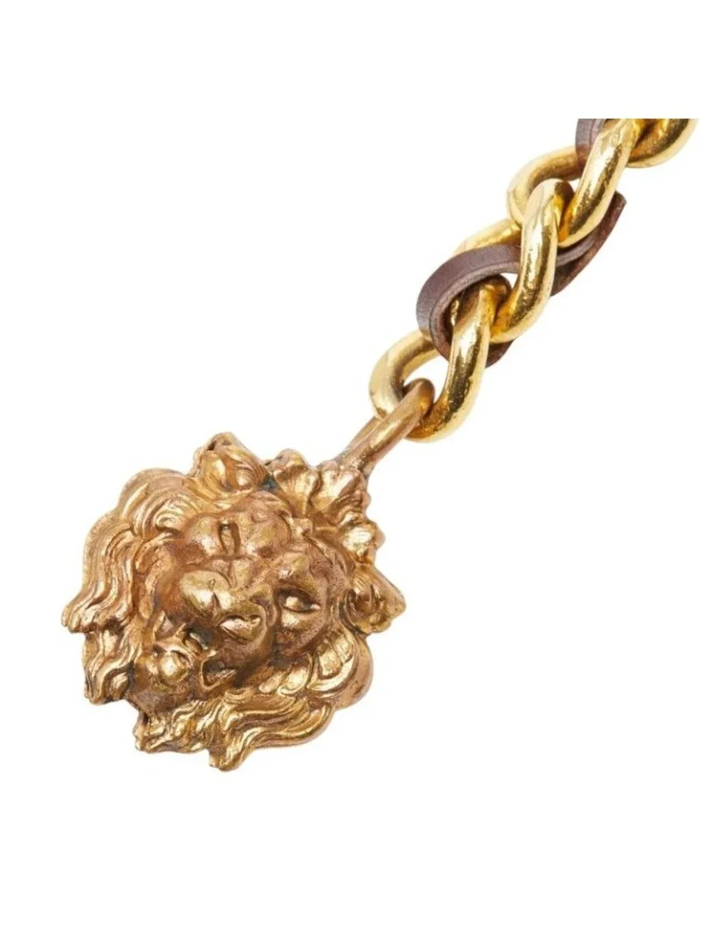 Chanel Chain Belt Lion Motif Gold Plated Leather